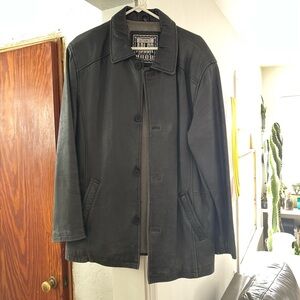 Men's Dark Green Leather Bomber Jacket